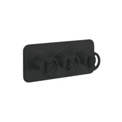 Crosswater Union WRAS Approved Matt Black 2 Outlet 3 Handle Landscape Concealed Thermostatic Shower Valve