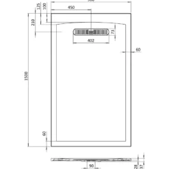 Crosswater Vito 25mm Dolomite Stone Resin Rectangular Shower Tray with Linear Waste Position