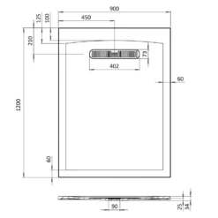Crosswater Vito 25mm Dolomite Stone Resin Rectangular Shower Tray with Linear Waste Position