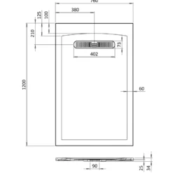 Crosswater Vito 25mm Dolomite Stone Resin Rectangular Shower Tray with Linear Waste Position