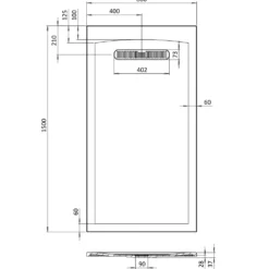 Crosswater Vito 25mm Dolomite Stone Resin Rectangular Shower Tray with Linear Waste Position