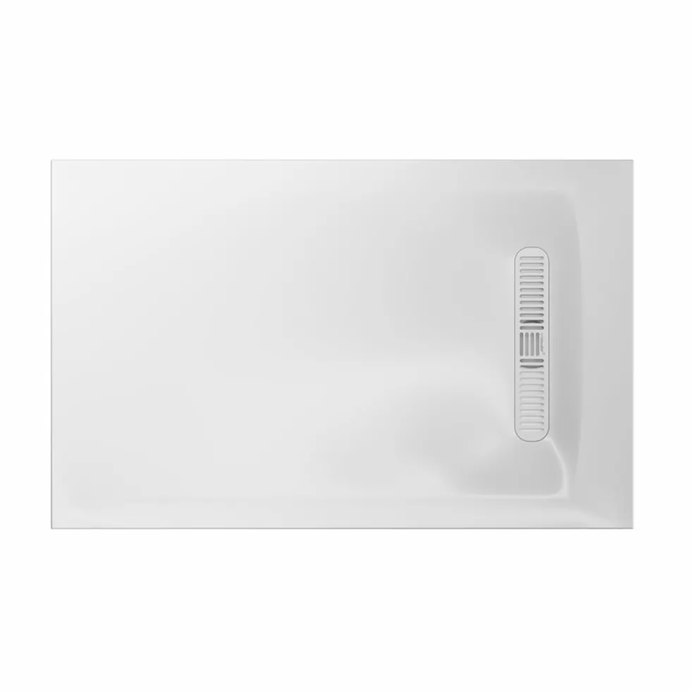 Crosswater Vito 25mm Dolomite Stone Resin Rectangular Shower Tray with Linear Waste Position