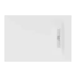 Crosswater Vito 25mm Dolomite Stone Resin Rectangular Shower Tray with Linear Waste Position