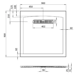 Crosswater Vito 25mm Dolomite Stone Resin Square Shower Tray with Linear Waste Cover