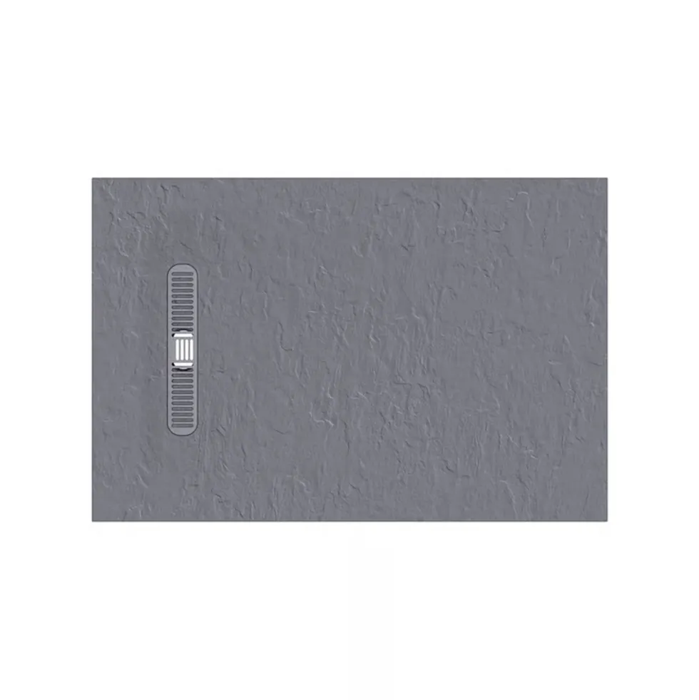Crosswater Vito 25mm Dolomite Stone Resin Textured Rectangular Shower Tray with Linear Waste Cover