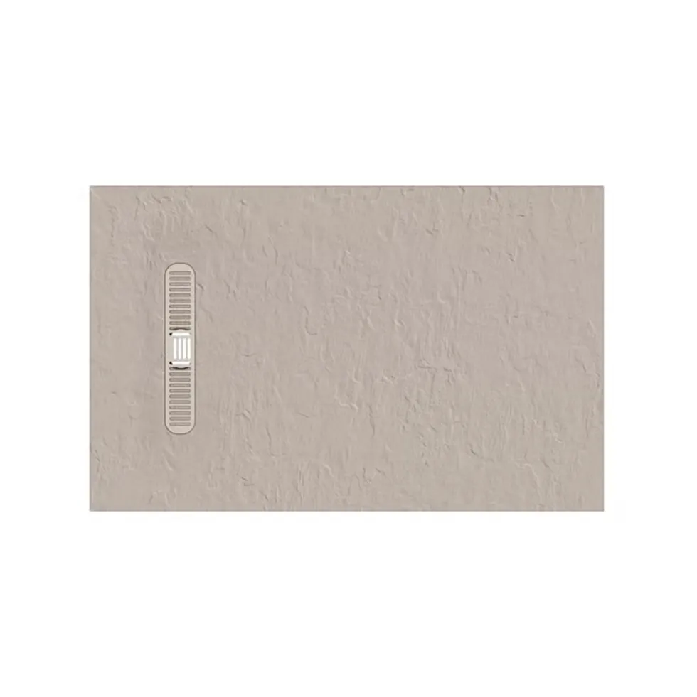 Crosswater Vito 25mm Dolomite Stone Resin Textured Rectangular Shower Tray with Linear Waste Cover