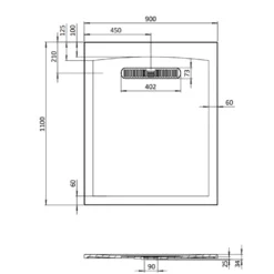 Crosswater Vito 25mm Dolomite Stone Resin Textured Rectangular Shower Tray with Linear Waste Cover