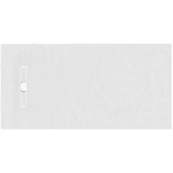 Crosswater Vito 25mm Dolomite Stone Resin Textured Rectangular Shower Tray with Linear Waste Cover