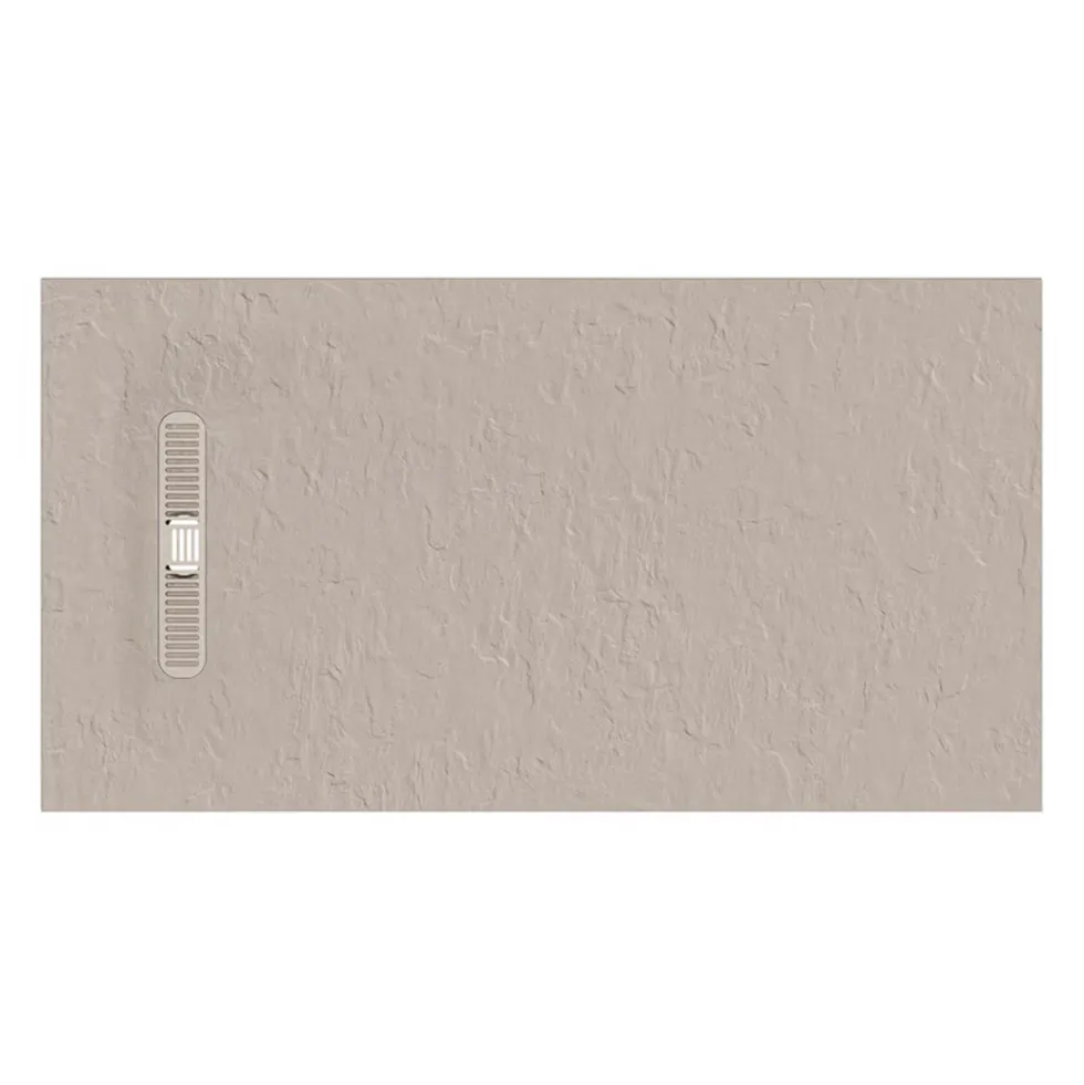 Crosswater Vito 25mm Dolomite Stone Resin Textured Rectangular Shower Tray with Linear Waste Cover