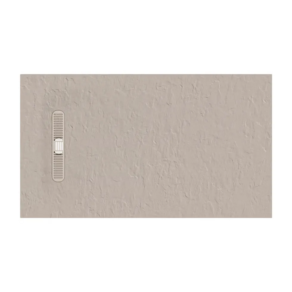 Crosswater Vito 25mm Dolomite Stone Resin Textured Rectangular Shower Tray with Linear Waste Cover