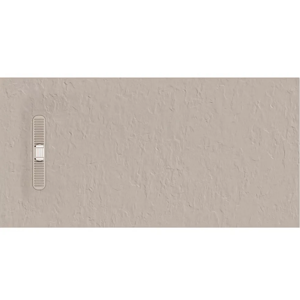 Crosswater Vito 25mm Dolomite Stone Resin Textured Rectangular Shower Tray with Linear Waste Cover