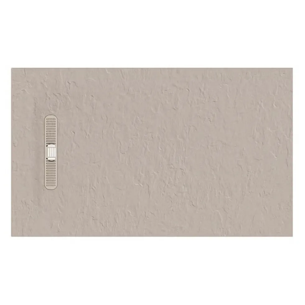Crosswater Vito 25mm Dolomite Stone Resin Textured Rectangular Shower Tray with Linear Waste Cover