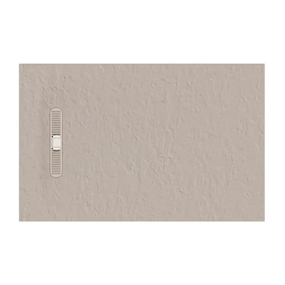 Crosswater Vito 25mm Dolomite Stone Resin Textured Rectangular Shower Tray with Linear Waste Cover