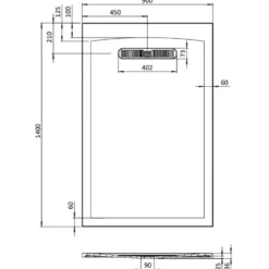 Crosswater Vito 25mm Dolomite Stone Resin Textured Rectangular Shower Tray with Linear Waste Cover