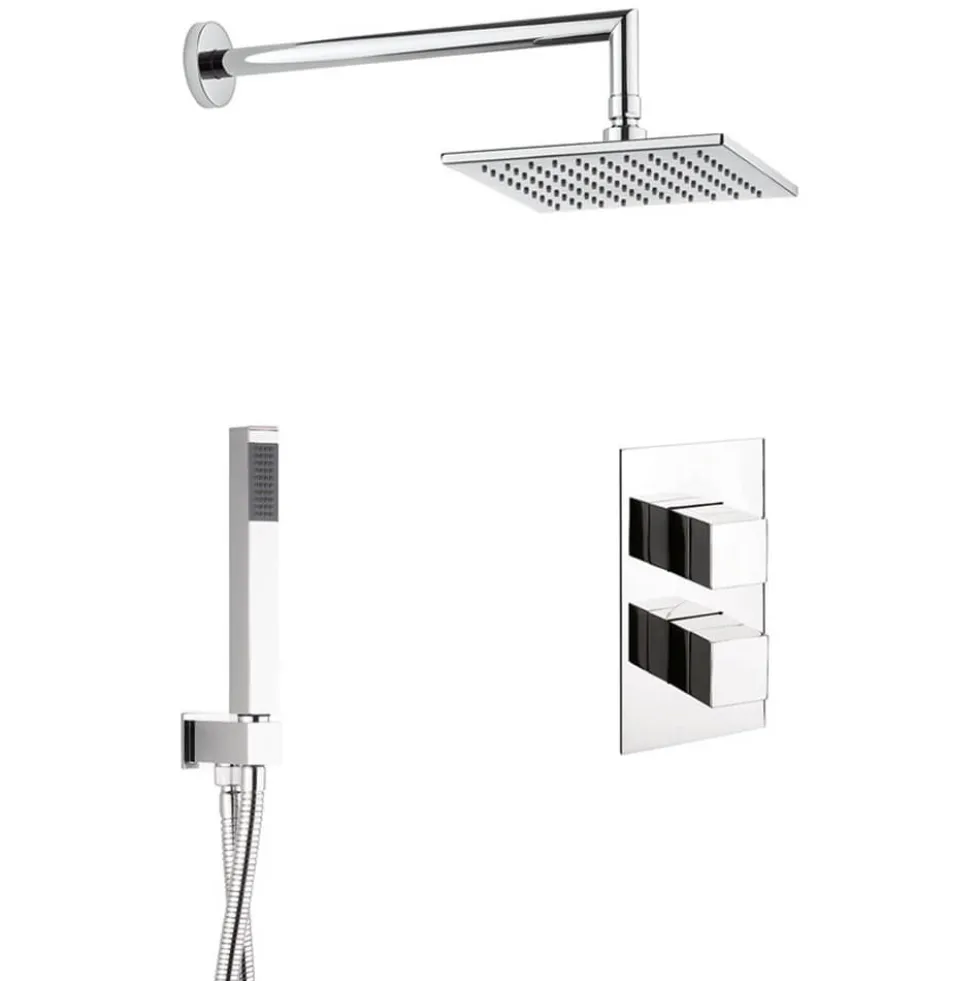 Crosswater Water Square 2 Outlet 2 Handle Shower Bundle - Chrome