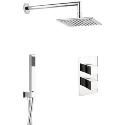 Crosswater Water Square 2 Outlet 2 Handle Shower Bundle - Chrome