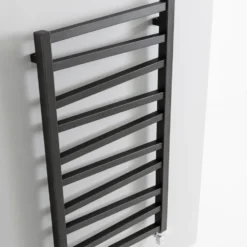 Crosswater Wedge Metallic Black Matte Designer Towel Radiator - 1096mm x 500mm | 1385 BTU