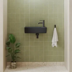 Daisy Matt Black Wall Hung Cloakroom Basin - 450 x 245mm
