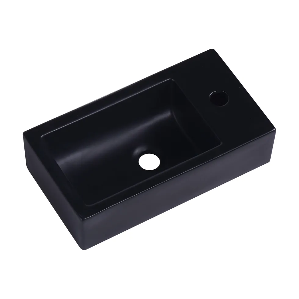Daisy Matt Black Wall Hung Cloakroom Basin - 450 x 245mm