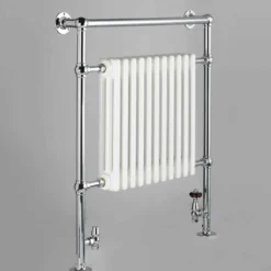 DQ Heating Lynford Floor Mounted Traditional Heated Towel Rail - 952 x 685mm - Polished Gold
