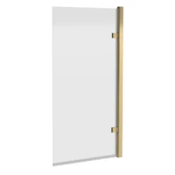 Drench Brushed Brass 8mm Glass Hinged Square Bath Screen - 1520 x 815mm