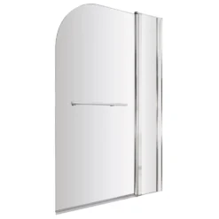 Drench Curved Corner Bath Screen with Fixed Inline Panel & Rail - 1433 x 983mm