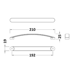 Drench Curved D Bar Furniture Handle - 192mm Centres