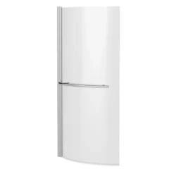 Drench Curved Polished Chrome Hinged P-Bath Screen With Towel Rail - 1435 x 700mm