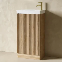 Drench Groove 460mm Fluted Floorstanding Cloakroom Vanity Unit & Basin