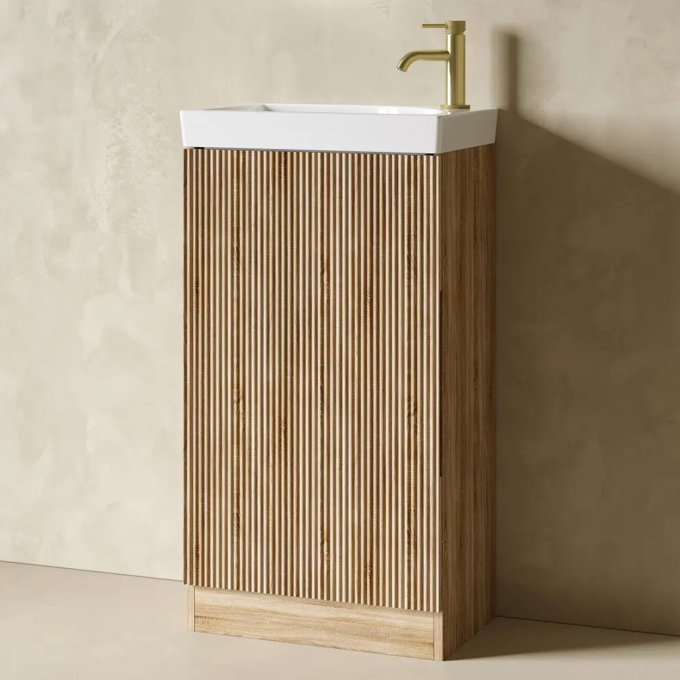 Drench Groove 460mm Fluted Floorstanding Cloakroom Vanity Unit & Basin