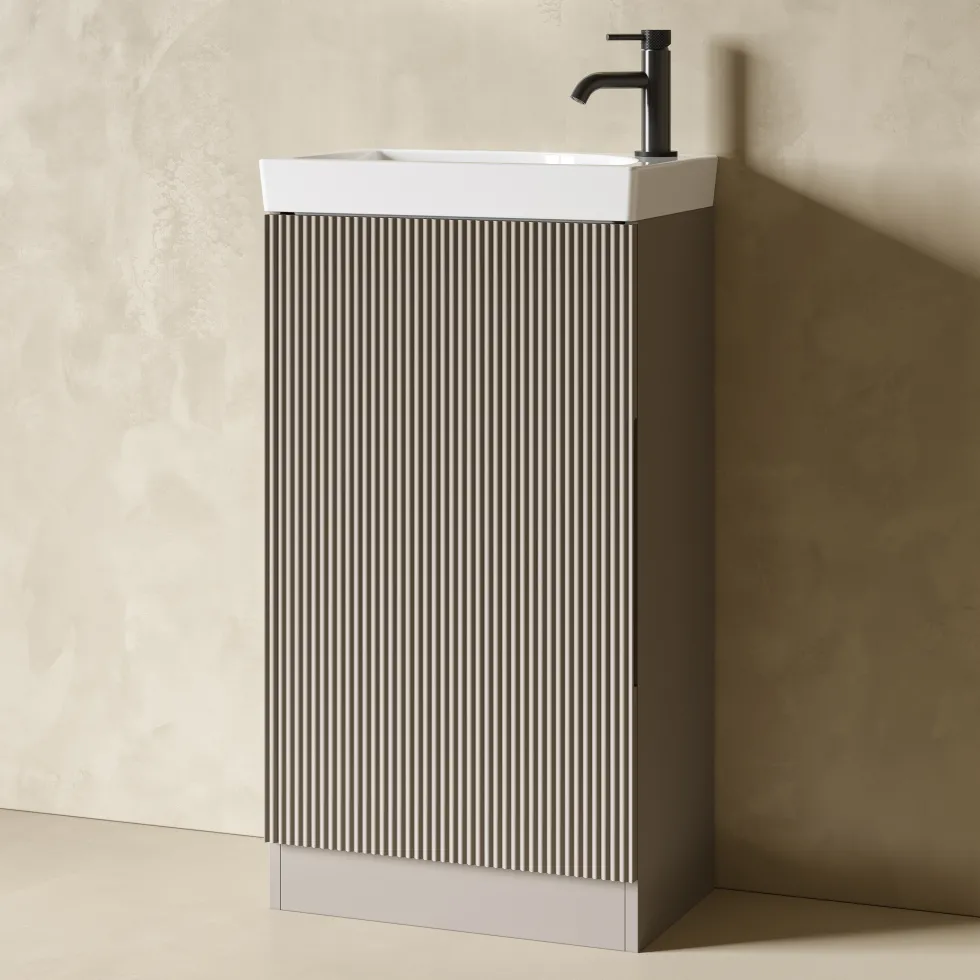 Drench Groove 460mm Fluted Floorstanding Cloakroom Vanity Unit & Basin