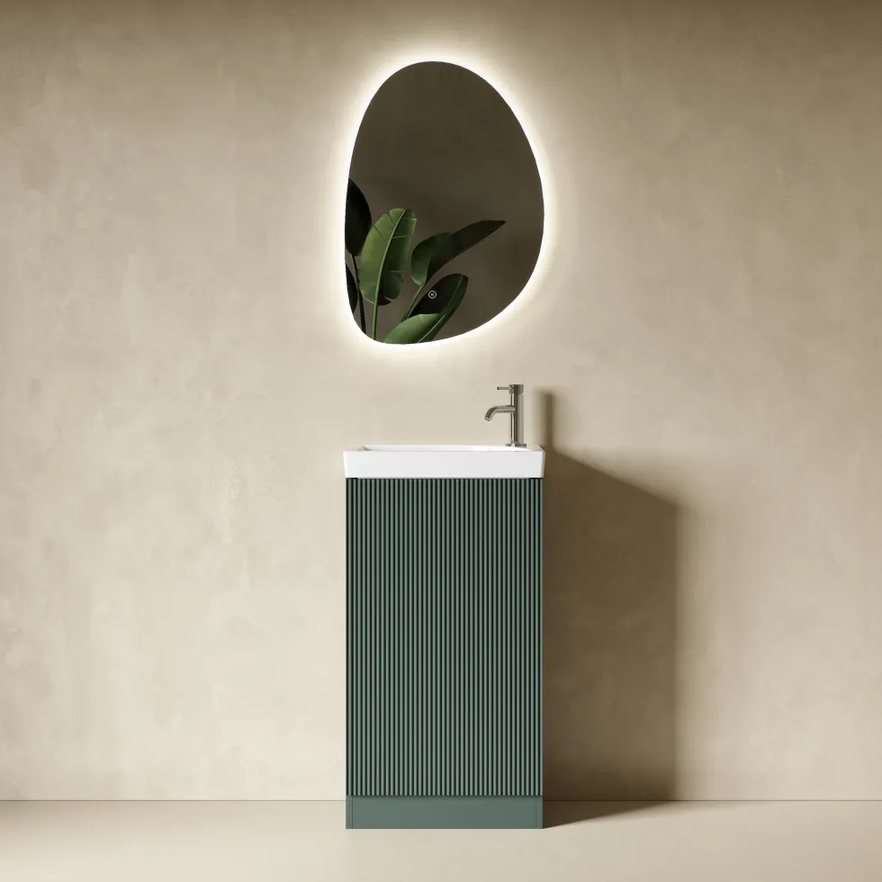 Drench Groove 460mm Fluted Floorstanding Cloakroom Vanity Unit & Basin