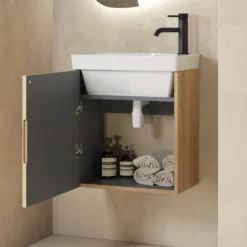 Drench Groove 460mm Fluted Wall Hung Cloakroom Vanity Unit & Basin