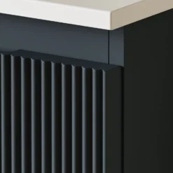 Drench Groove 870mm Fluted Wall Hung Curved Vanity Unit & Matt Stone Basin