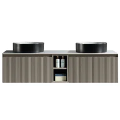 Drench Groove 1400mm Fluted Wall Hung Double Vanity Unit & Sintered Stone Countertop