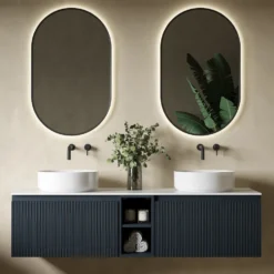 Drench Groove 1400mm Fluted Wall Hung Double Vanity Unit & Sintered Stone Countertop