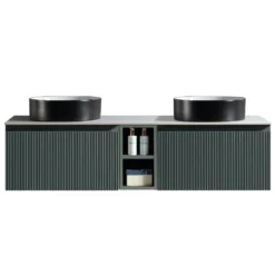 Drench Groove 1400mm Fluted Wall Hung Double Vanity Unit & Sintered Stone Countertop