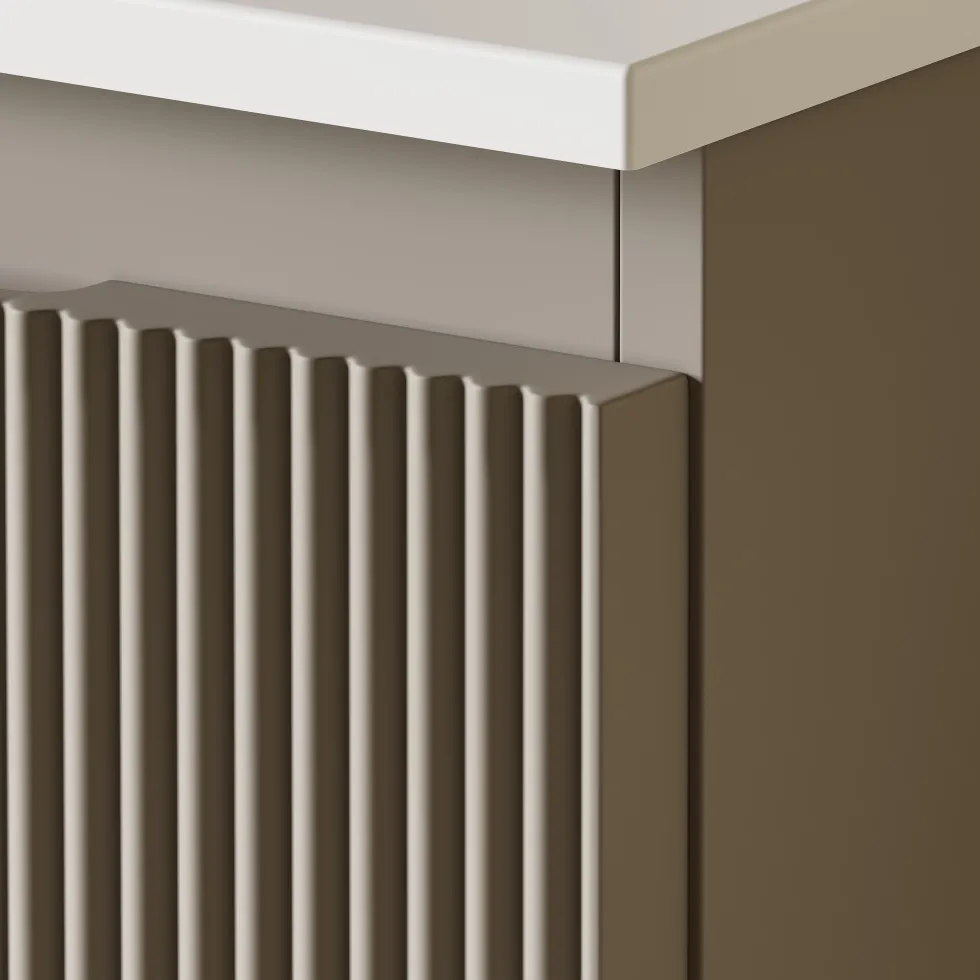Drench Groove 800mm Fluted Wall Hung Vanity Unit & Matt Stone Basin
