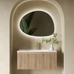 Drench Groove 800mm Fluted Wall Hung Vanity Unit & Matt Stone Basin