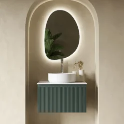 Drench Groove 600mm Fluted Wall Hung Vanity Unit & Sintered Stone Countertop
