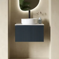 Drench Groove 600mm Fluted Wall Hung Vanity Unit & Sintered Stone Countertop