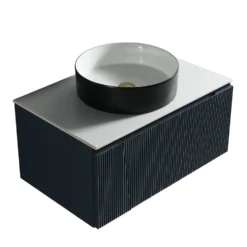 Drench Groove 600mm Fluted Wall Hung Vanity Unit & Sintered Stone Countertop