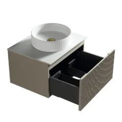 Drench Groove 600mm Fluted Wall Hung Vanity Unit & Sintered Stone Countertop