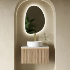 Drench Groove 600mm Fluted Wall Hung Vanity Unit & Sintered Stone Countertop