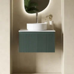 Drench Groove 600mm Fluted Wall Hung Vanity Unit & Sintered Stone Countertop