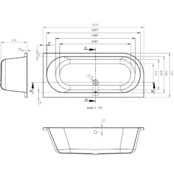 Drench J Shaped Double Ended Corner Bath & Front Panel - 1650 x 725mm