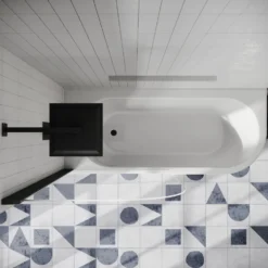 Drench J Shaped Shower Bath with Panel & Shower Screen