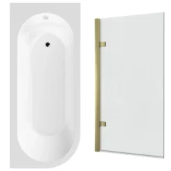Drench J Shaped Shower Bath with Panel & Shower Screen
