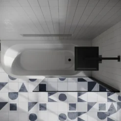 Drench J Shaped Shower Bath with Panel & Shower Screen