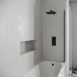 Drench J Shaped Shower Bath with Panel & Shower Screen